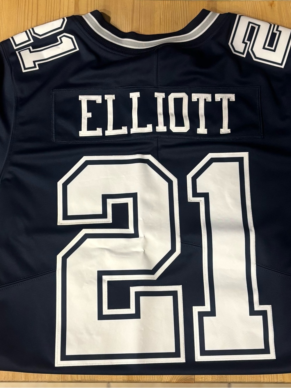 Elliott #21 Navy Football Jersey - White Numbers